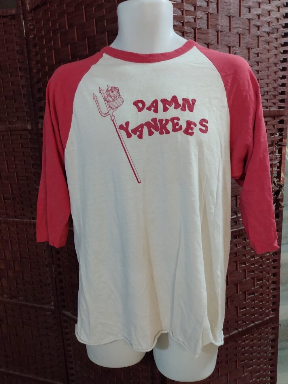 Vintage Damn Yankees Raglan T Shirt 80s Devil Pitchfork Hate New York Yankees M